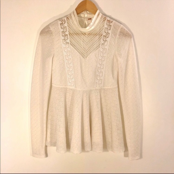 Free People Victorian White Lace Peplum Top - Picture 4 of 10